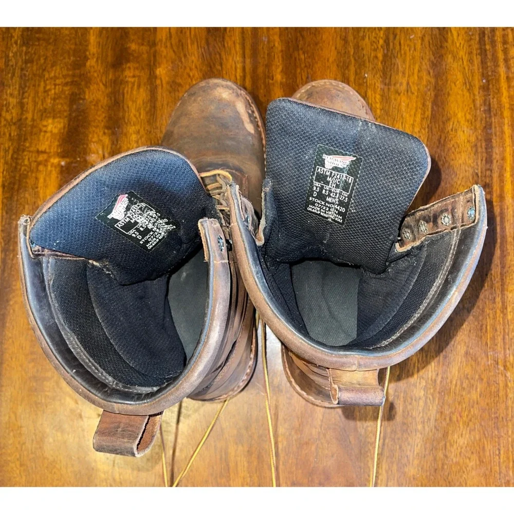 Red Wing 4420 Brown Leather Waterproof Work Boots Men's Size 9.5‎ D Vibram